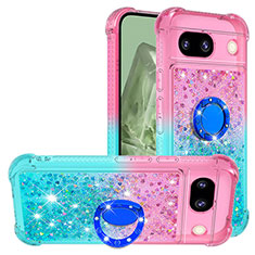 Funda Silicona Carcasa Goma Bling-Bling con Anillo de dedo Soporte YB2 para Google Pixel 8a 5G Rosa