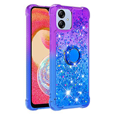 Funda Silicona Carcasa Goma Bling-Bling con Anillo de dedo Soporte YB2 para Samsung Galaxy M04 Morado