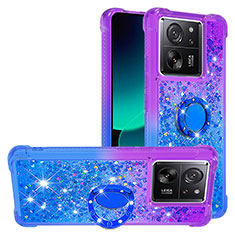 Funda Silicona Carcasa Goma Bling-Bling con Anillo de dedo Soporte YB2 para Xiaomi Mi 13T Pro 5G Morado