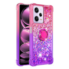 Funda Silicona Carcasa Goma Bling-Bling con Anillo de dedo Soporte YB2 para Xiaomi Redmi Note 12 Pro 5G Rosa Roja