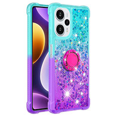 Funda Silicona Carcasa Goma Bling-Bling con Anillo de dedo Soporte YB2 para Xiaomi Redmi Note 12 Turbo 5G Azul Cielo