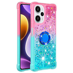 Funda Silicona Carcasa Goma Bling-Bling con Anillo de dedo Soporte YB2 para Xiaomi Redmi Note 12 Turbo 5G Rosa