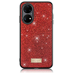 Funda Silicona Carcasa Goma Bling-Bling LD1 para Huawei P50e Rojo