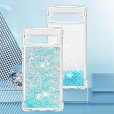 Funda Silicona Carcasa Goma Bling-Bling S01 para Google Pixel 7a 5G Azul Cielo