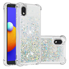 Funda Silicona Carcasa Goma Bling-Bling S01 para Samsung Galaxy A01 Core Plata