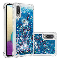 Funda Silicona Carcasa Goma Bling-Bling S01 para Samsung Galaxy A02 Azul