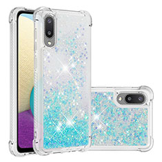 Funda Silicona Carcasa Goma Bling-Bling S01 para Samsung Galaxy A02 Azul Cielo