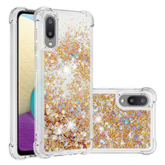 Funda Silicona Carcasa Goma Bling-Bling S01 para Samsung Galaxy A02 Oro