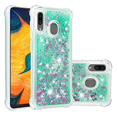 Funda Silicona Carcasa Goma Bling-Bling S01 para Samsung Galaxy A20 Verde