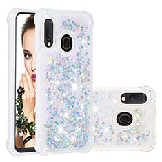 Funda Silicona Carcasa Goma Bling-Bling S01 para Samsung Galaxy A20e Plata