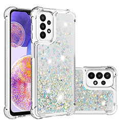 Funda Silicona Carcasa Goma Bling-Bling S01 para Samsung Galaxy A23 4G Plata