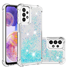 Funda Silicona Carcasa Goma Bling-Bling S01 para Samsung Galaxy A23 5G Azul Cielo