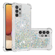 Funda Silicona Carcasa Goma Bling-Bling S01 para Samsung Galaxy A32 4G Plata