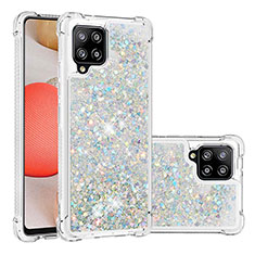 Funda Silicona Carcasa Goma Bling-Bling S01 para Samsung Galaxy A42 5G Plata