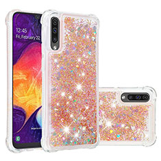 Funda Silicona Carcasa Goma Bling-Bling S01 para Samsung Galaxy A50 Oro