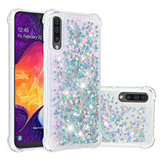 Funda Silicona Carcasa Goma Bling-Bling S01 para Samsung Galaxy A50 Plata