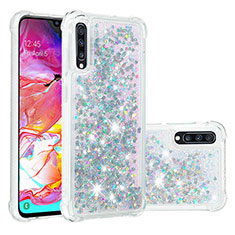 Funda Silicona Carcasa Goma Bling-Bling S01 para Samsung Galaxy A70S Plata