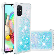 Funda Silicona Carcasa Goma Bling-Bling S01 para Samsung Galaxy A71 5G Azul Cielo