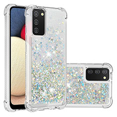 Funda Silicona Carcasa Goma Bling-Bling S01 para Samsung Galaxy M02s Plata