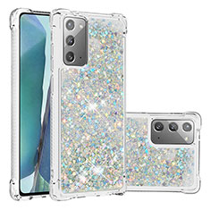 Funda Silicona Carcasa Goma Bling-Bling S01 para Samsung Galaxy Note 20 5G Plata