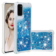 Funda Silicona Carcasa Goma Bling-Bling S01 para Samsung Galaxy S20 Azul