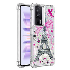 Funda Silicona Carcasa Goma Bling-Bling S01 para Xiaomi Poco F5 Pro 5G Oro Rosa