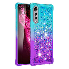 Funda Silicona Carcasa Goma Bling-Bling S02 para LG Velvet 5G Azul Cielo