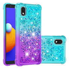 Funda Silicona Carcasa Goma Bling-Bling S02 para Samsung Galaxy A01 Core Azul Cielo