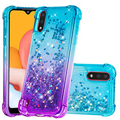 Funda Silicona Carcasa Goma Bling-Bling S02 para Samsung Galaxy A01 SM-A015 Azul Cielo