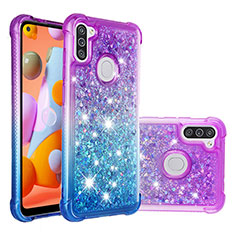 Funda Silicona Carcasa Goma Bling-Bling S02 para Samsung Galaxy A11 Morado