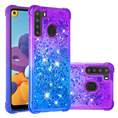 Funda Silicona Carcasa Goma Bling-Bling S02 para Samsung Galaxy A21 Morado