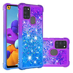 Funda Silicona Carcasa Goma Bling-Bling S02 para Samsung Galaxy A21s Morado