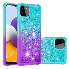 Funda Silicona Carcasa Goma Bling-Bling S02 para Samsung Galaxy A22s 5G Azul Cielo