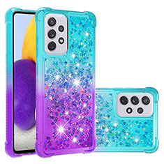 Funda Silicona Carcasa Goma Bling-Bling S02 para Samsung Galaxy A73 5G Azul Cielo