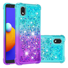 Funda Silicona Carcasa Goma Bling-Bling S02 para Samsung Galaxy M01 Core Azul Cielo