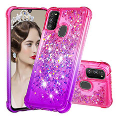 Funda Silicona Carcasa Goma Bling-Bling S02 para Samsung Galaxy M21 Rosa Roja