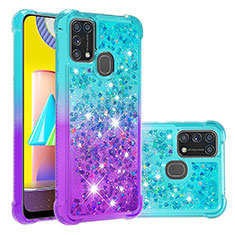 Funda Silicona Carcasa Goma Bling-Bling S02 para Samsung Galaxy M31 Azul Cielo