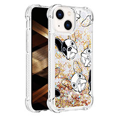 Funda Silicona Carcasa Goma Bling-Bling S03 para Apple iPhone 13 Oro