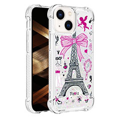 Funda Silicona Carcasa Goma Bling-Bling S03 para Apple iPhone 13 Oro Rosa