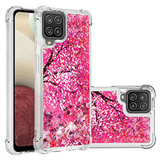 Funda Silicona Carcasa Goma Bling-Bling S03 para Samsung Galaxy A12 Rosa Roja