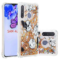 Funda Silicona Carcasa Goma Bling-Bling S03 para Samsung Galaxy A21 European Oro