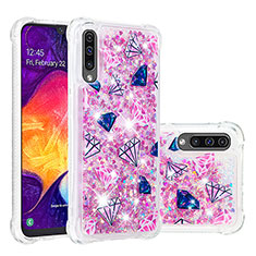 Funda Silicona Carcasa Goma Bling-Bling S03 para Samsung Galaxy A50S Rosa Roja