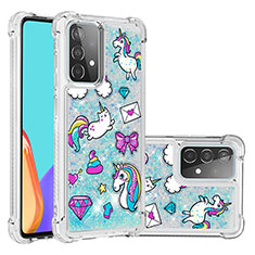 Funda Silicona Carcasa Goma Bling-Bling S03 para Samsung Galaxy A52 4G Azul Cielo