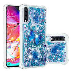 Funda Silicona Carcasa Goma Bling-Bling S03 para Samsung Galaxy A70 Azul