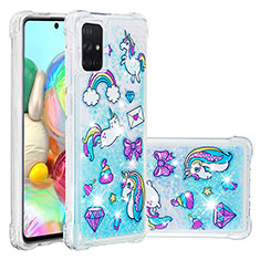 Funda Silicona Carcasa Goma Bling-Bling S03 para Samsung Galaxy A71 5G Azul Cielo