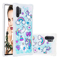 Funda Silicona Carcasa Goma Bling-Bling S03 para Samsung Galaxy Note 10 Plus 5G Azul Cielo