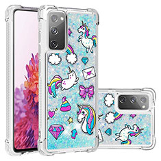 Funda Silicona Carcasa Goma Bling-Bling S03 para Samsung Galaxy S20 FE 5G Azul Cielo