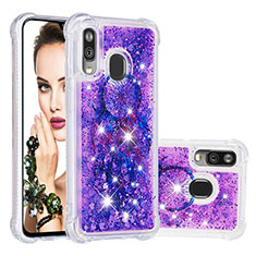 Funda Silicona Carcasa Goma Bling-Bling S04 para Samsung Galaxy A40 Morado