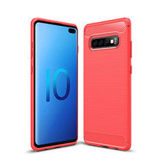 Funda Silicona Carcasa Goma Line C03 para Samsung Galaxy S10 Plus Rojo