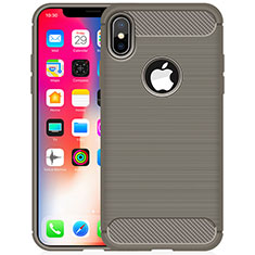 Funda Silicona Carcasa Goma Line para Apple iPhone Xs Gris